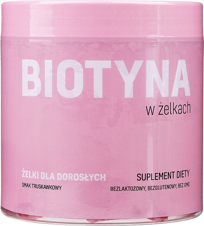 Biotin in Jelly Dietary Supplement with Strawberry Taste - Noble Health Biotin Suplement Diety — photo N2