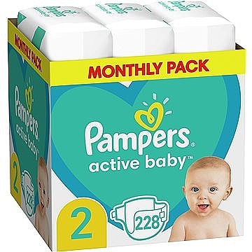 Active Baby Diapers, size 2, 4-8 kg, 228 pcs - Pampers — photo N1