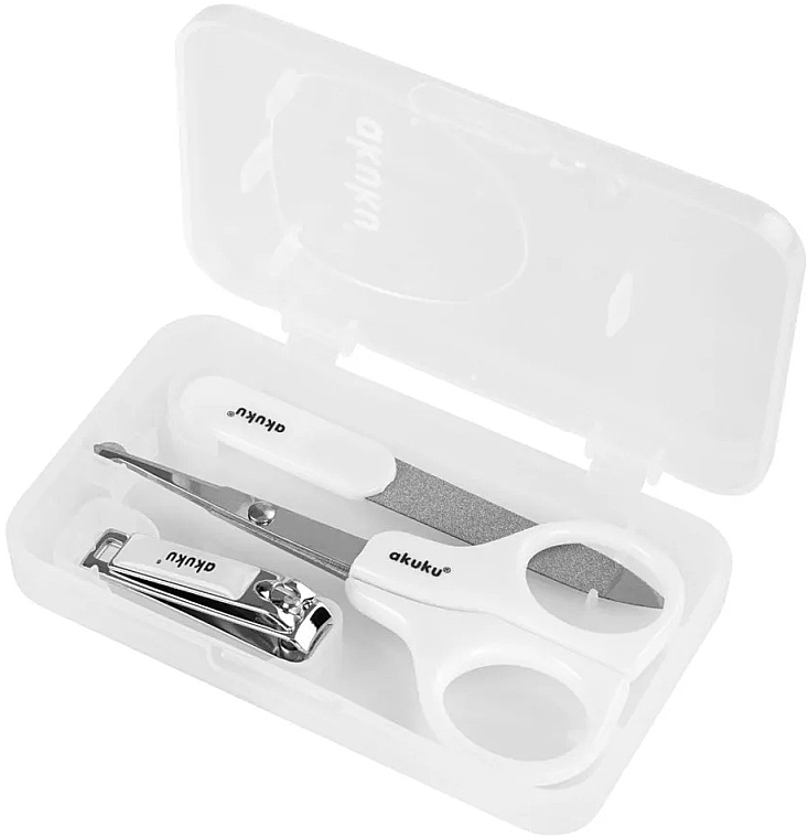 Manicure Set 'Scissors, Clippers, Nail File', white - Akuku — photo N2