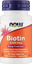 Dietary Supplement "Biotin 5000mcg" - Now Foods Biotin 5000 Mcg Energy Production — photo N1