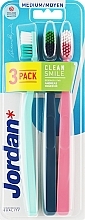 Medium Toothbrush (blue, pink, turquoise) - Jordan Clean Smile Medium — photo N1