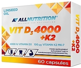 D3+K2 and Linseed Oil Dietary Supplement - Allnutrition Vit D3 4000 + K2 Linseed Oil — photo N2