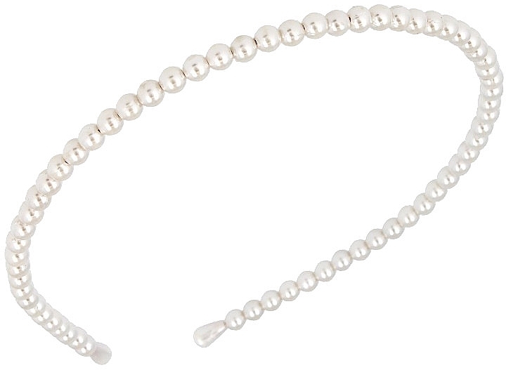 Thin Hair Band with Pearls, white - Ecarla — photo N1