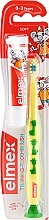Kids Toothbrush (0-3 years), yellow with giraffe - Elmex Learn Toothbrush Soft + Toothpaste 12ml — photo N1