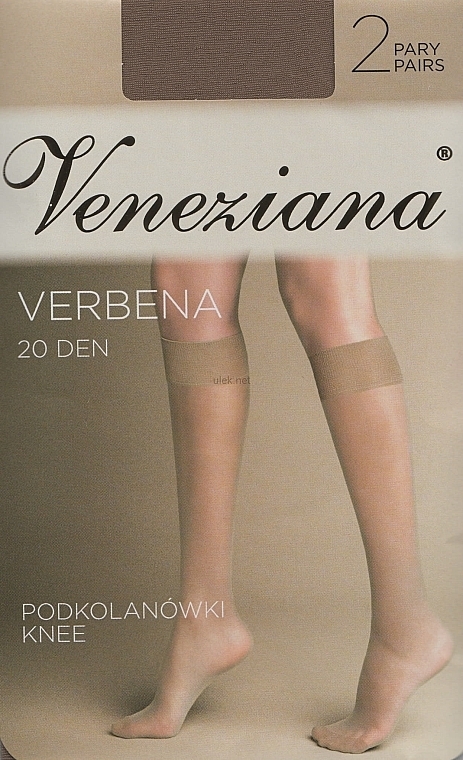 Women Knee Socks "Verbena", 20 Den, castoro - Veneziana — photo N1