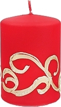 Fragrances, Perfumes, Cosmetics Decorative Candle, red with ornament, 7x14cm - Artman Christmas Ornament