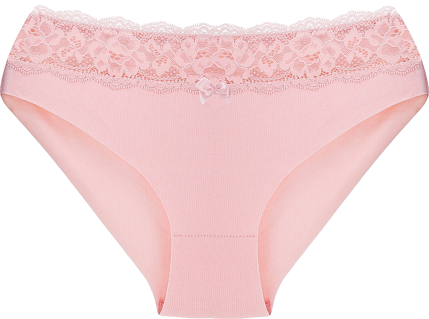 Women's Cotton Panties with Lace Insert, peach - Moraj — photo N1