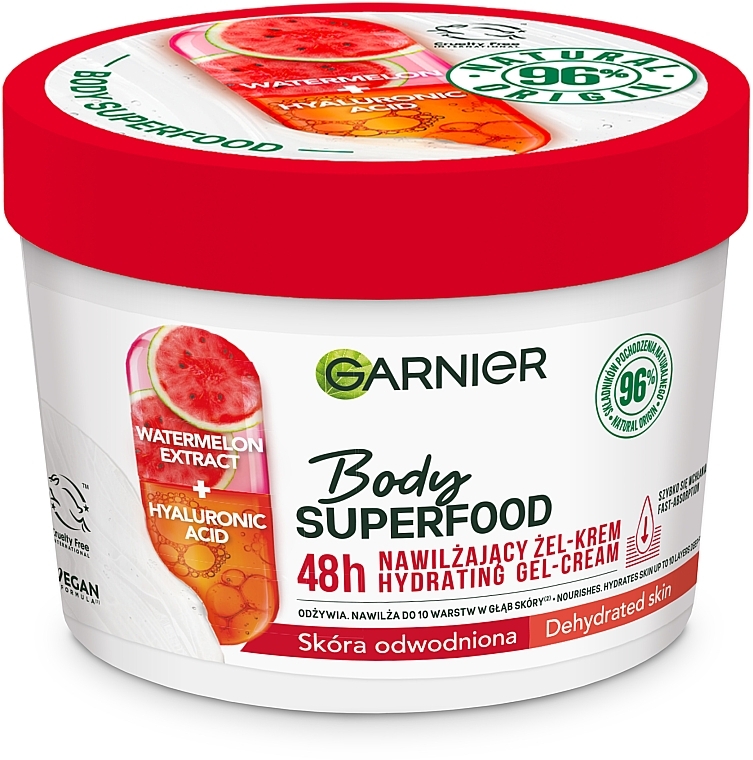 Body Gel Cream for Dry Skin - Garnier Body SuperFood Watermelon & Hyaluronic Acid Hydrating Gel-Cream — photo N13