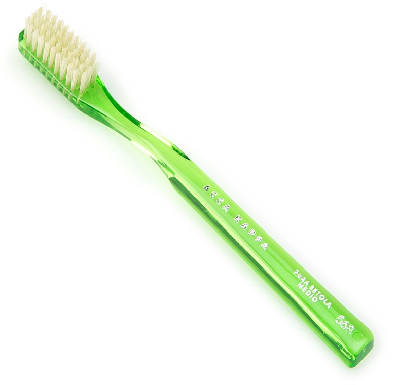 Toothbrush, green - Acca Kappa Medium Pure Bristle Toothbrush Model 568 — photo N1