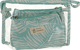 Fragrances, Perfumes, Cosmetics 3 Makeup Bag Set "Feather", turquoise - Natural Style