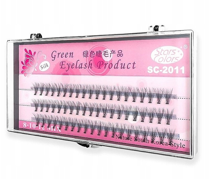 Individual Lashes, C, 8, 10, 12 mm - Clavier Pink Silk Green Eyelash — photo N1