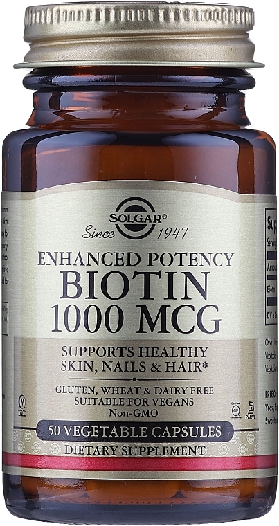 Dietary Supplement "Biotin" 1000mcg - Solgar Enhanced Potency Biotin — photo N1