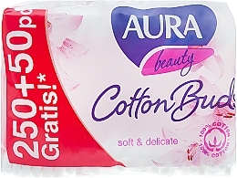 Cotton Buds in Polyethylene Package, 300 pcs - Aura Beauty Soft&Delicate — photo N1
