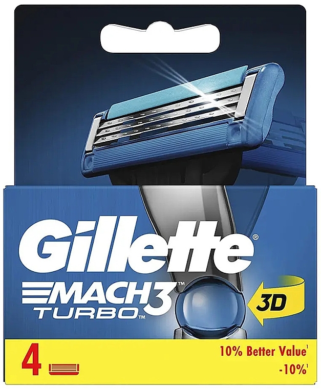 Shaving Cartridges, 4 pcs. - Gillette Mach 3 Turbo 3D — photo N1