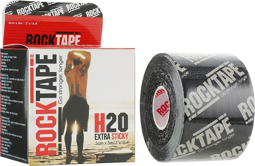 Kinesio Tape "Black Logo" - RockTape H2O — photo N1