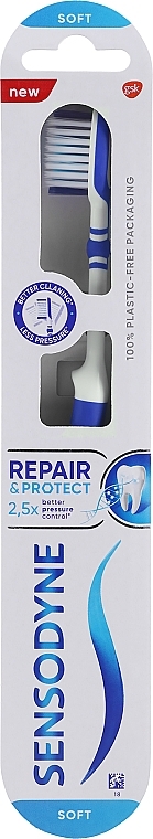 Soft Toothbrush, dark blue - Sensodyne Repair & Protection Soft — photo N1