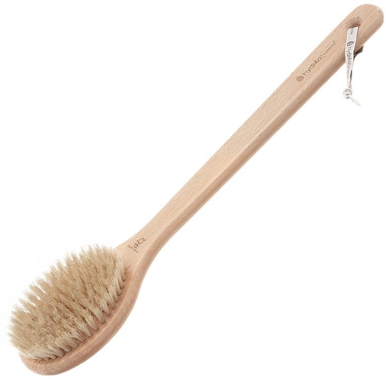 Massage Brush with Natural Bristles & Long Handle - Hydrea London Long Handled Body Brush Natural Bristle — photo N3