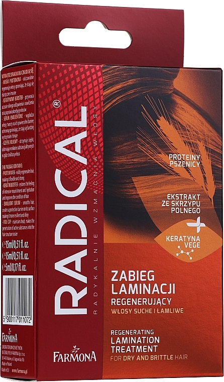 Hair Lamination Set - Farmona Radical Lamination Treatment (h/mask/15ml + h/booster/15ml + h/ser/5ml)  — photo N1