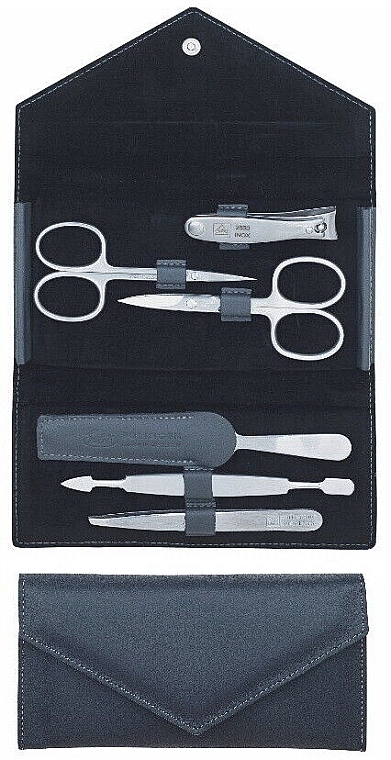 Manicure Set 'Grey', leather grey, 6 pcs - Erbe Solingen 9004 — photo N2