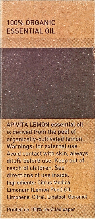 Essential Oil "Lemon" - Apivita Aromatherapy Organic Lemon Oil — photo N3