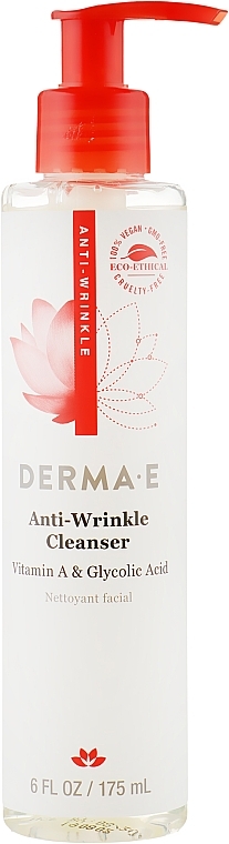 Face Cleanser with Vitamin A & Glycolic Acid - Derma E Anti-Wrinkle Cleanser — photo N1