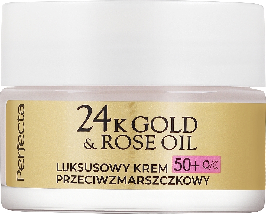 Luxury Intensive Anti-Wrinkle Face Cream - Perfecta 24k Gold & Rose Oil Anti-Wrinkle Cream 50+ — photo N2