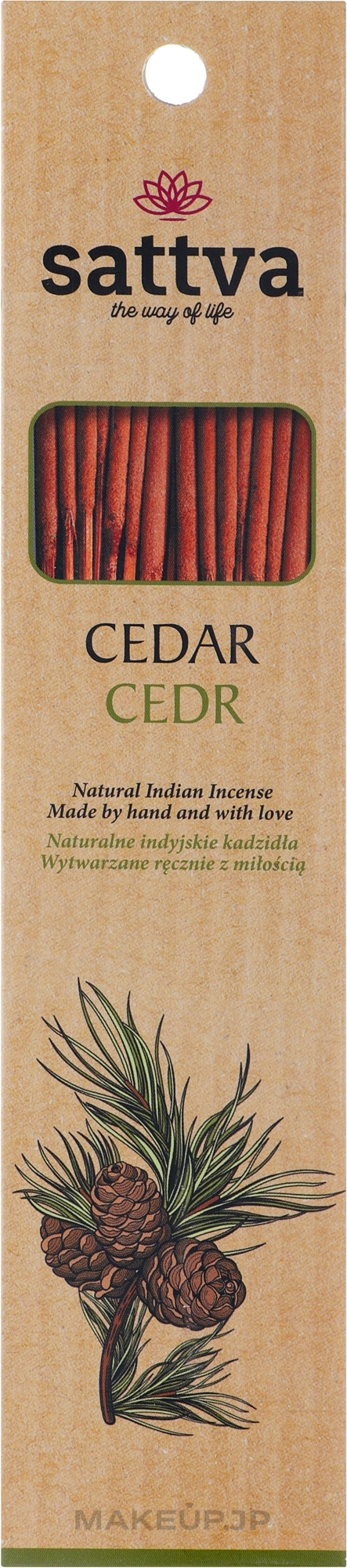 Cedar Incense Sticks - Sattva Cedr — photo 15 szt.