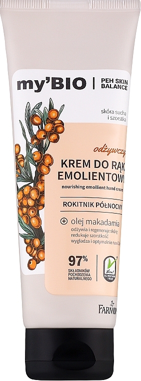 Hand Cream 'Northern Sea Buckthorn' - Farmona My'bio Nourishing Moisturizing Hand Cream Northern Sea Buckthorn — photo N1