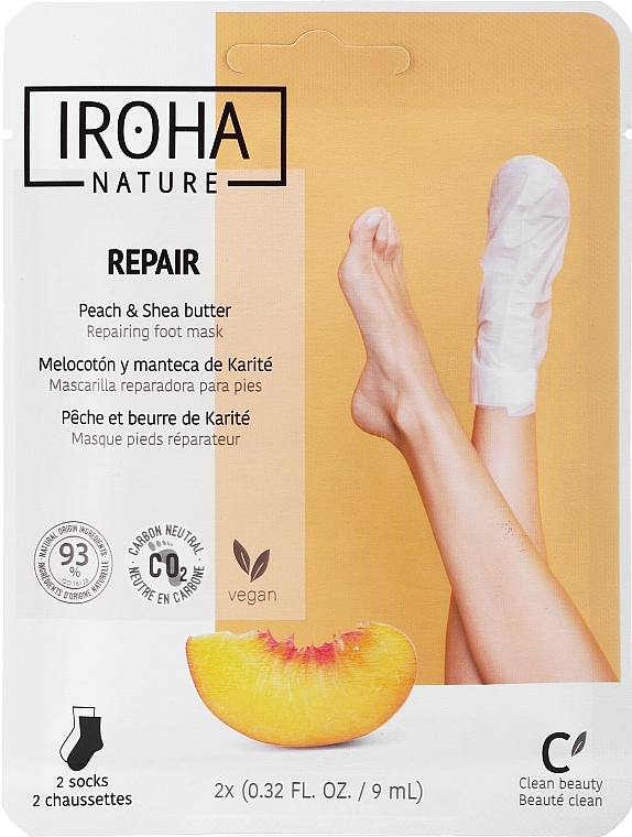 Foot Mask - Iroha Nature Repair Peach Socks Foot Mask — photo N1