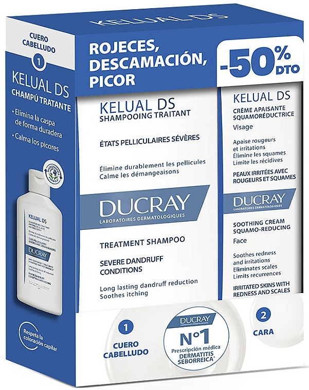 Set - Ducray Kelual DS Treatment Set (shampoo/100ml + f/cr/40ml) — photo N1