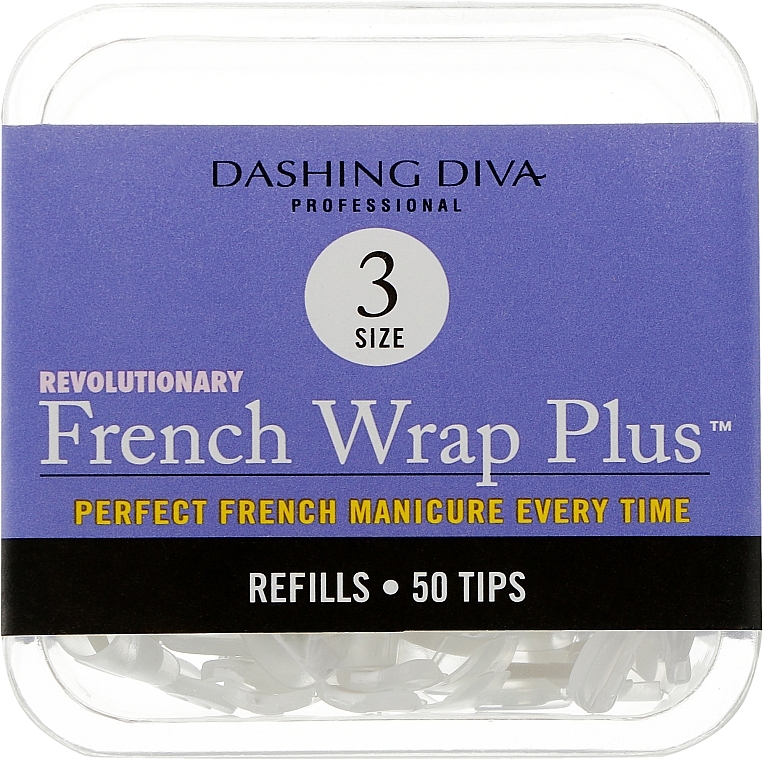 Narrow Nail Tips "French Smile+" - Dashing Diva French Wrap Plus White 50 Tips (Size 3) — photo N1