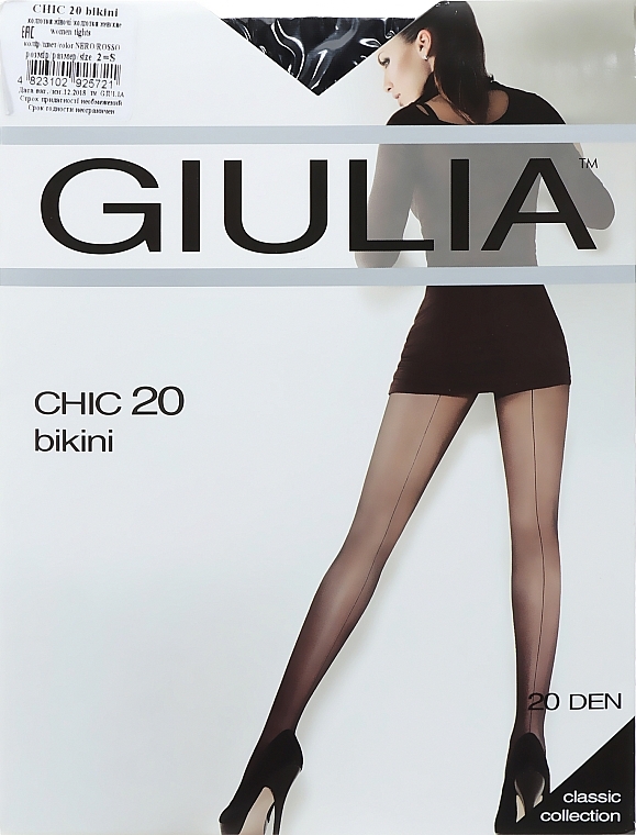 Tights "Chic Bikini" 20 den, nero/rosso - Giulia — photo N3