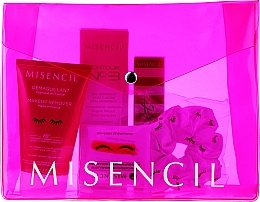 Set - Misencil Summer Pouch 2021 Limited Edition (makeup remover/120ml + remover pads/6pcs + mascara/10ml + eye/gel/10ml + bag + scrunchy/1pc) — photo N1