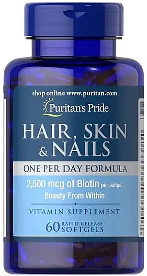 Supplement 'Hair, Skin, Nails' - Puritan's Pride Hair Skin Nails (One perday formula) 2500 mcg of Biotin — photo N1