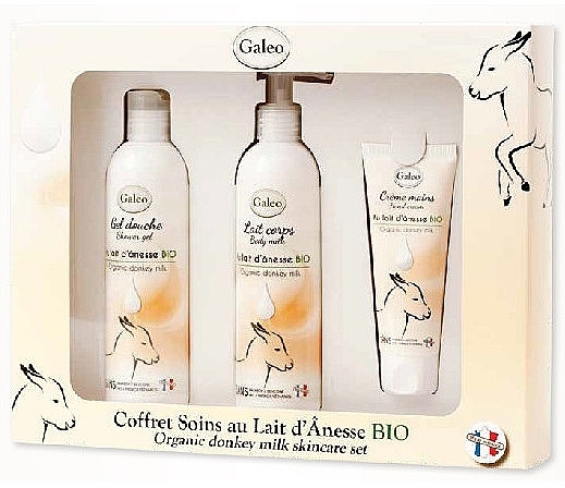 Set - Galeo Organic Donkey Milk Scincare Set (sh/gel/250ml + b/milk/250ml + h/cr/75ml) — photo N1