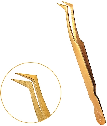 85° Curved Tweezers, 014, gold - Lena Lashes — photo N1