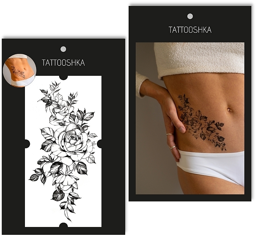 Temporary Tattoo 'Watercolor Rose', RX-904 - Tattooshka — photo N1