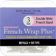 Fragrances, Perfumes, Cosmetics Wide Tips 'French Smile+' - Dashing Diva French Wrap Plus Double Wide White 50 Tips (Size 3)