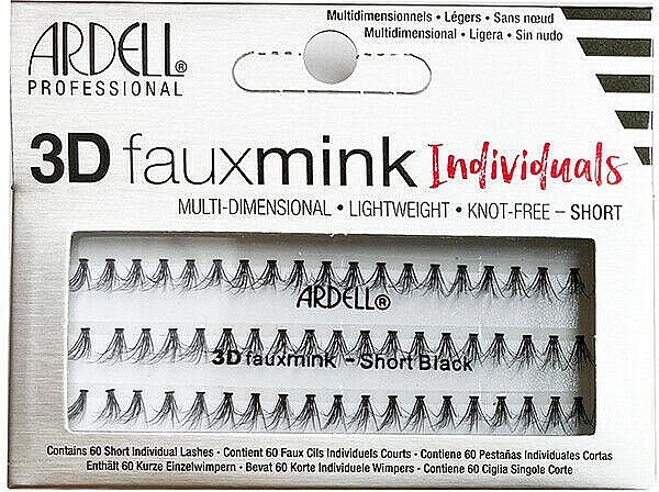 Individual Lash Set - Ardell 3D Faux Mink Individuals Short Black — photo N1