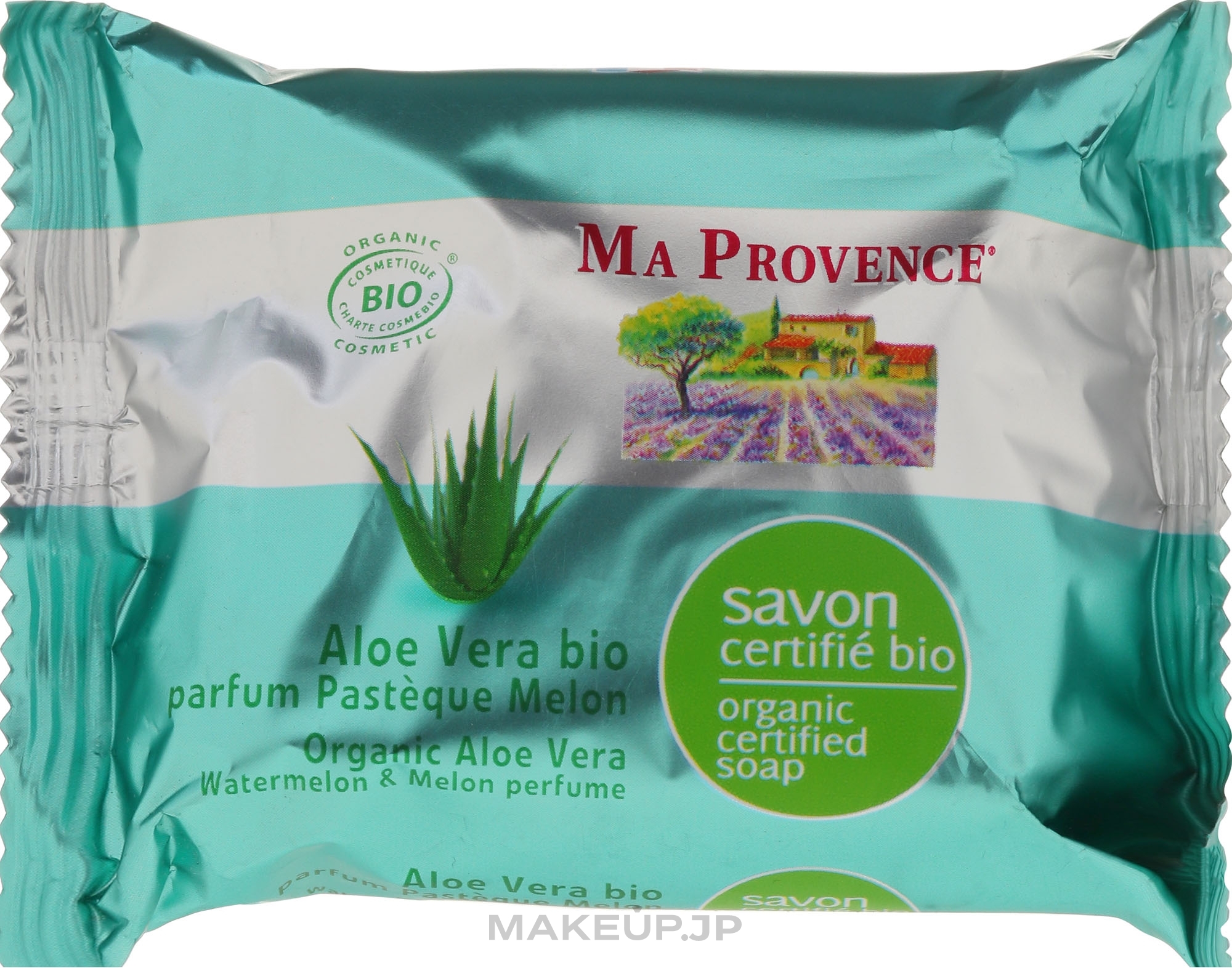 Bio-Organic Soap with Aloe Vera and Watermelon & Melon Scent - Ma Provence Organic Soap — photo 75 g