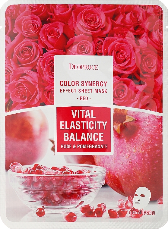 Pomegranate and Rose Petals Face Sheet Mask - Deoproce Color Synergy Effect Sheet Mask Red — photo N1