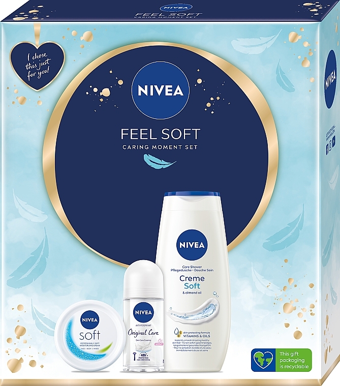 Set - NIVEA Feel Soft (sh/gel/250ml + deo/50ml + cr/100ml) — photo N1