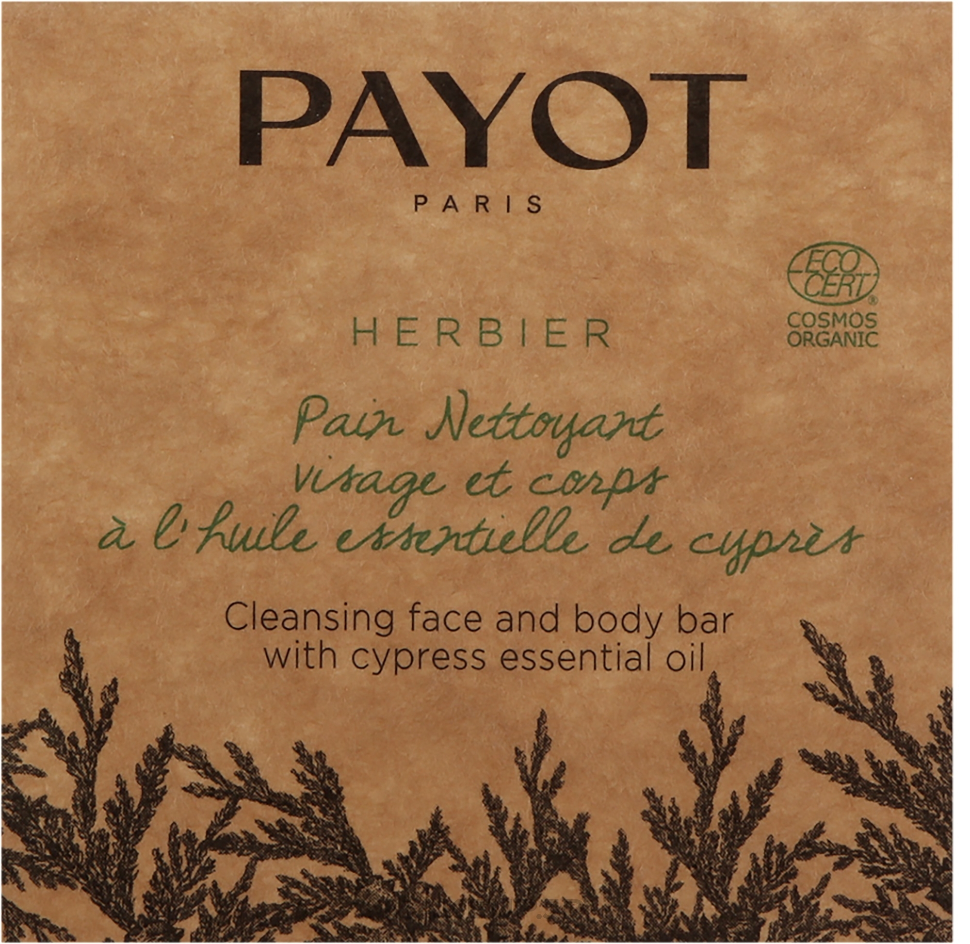 Cypress Essential Oil Face & Body Soap - Payot Herbier Face & Body Cleansing Bar — photo 85 g