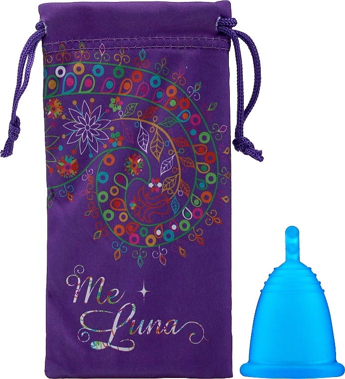 Menstrual Cup with Stem, M-size, blue - MeLuna Classic Menstrual Cup — photo N1