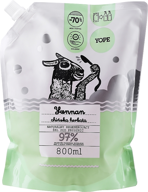 97% Green Tea Shower Gel - Yope Yunnan Shower Gel (doypack) — photo N2