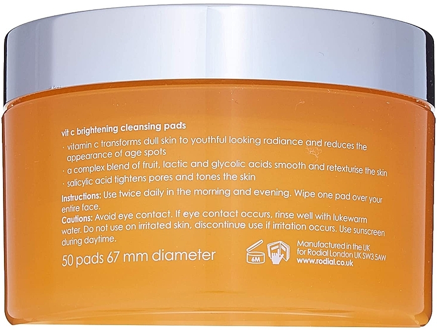 Face Cleansing Pads - Rodial Pure Vitamin C Formulated Brightening Cleansing Pad — photo N2