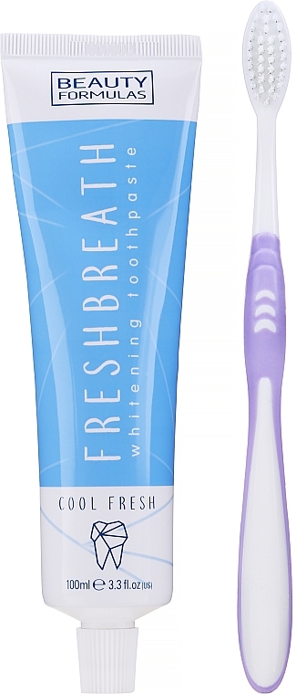 Set with Lilac Toothbrush - Beauty Formulas (toothbrush/1pcs + toothpaste/100ml) — photo N1