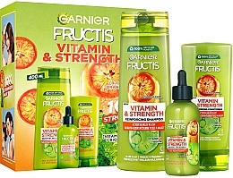 Fragrances, Perfumes, Cosmetics Bundle - Garnier Fructis Vitamin & Strength (shmp/400ml + cond/200ml + ser/125ml)