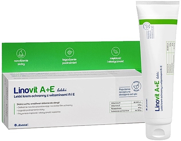 Light Protective Cream with Vitamins A and E for Dry, Sensitive and Allergy Prone Skin  - Ziololek Linovit A+E — photo N1