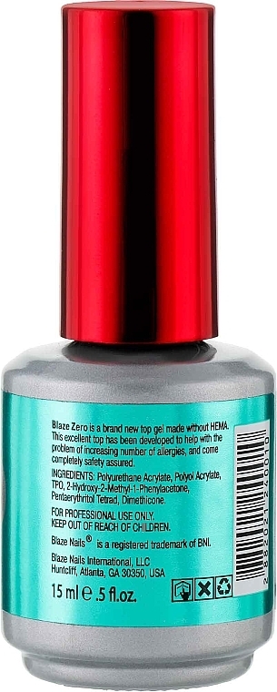 Rubber Top Coat with HEMA - Blaze Nails Zero — photo N2